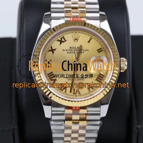 Replica Rolex Datejust 36MM 116233 GM Stainless Steel 904L & Yellow Gold Champagne Dial Swiss 2824-2