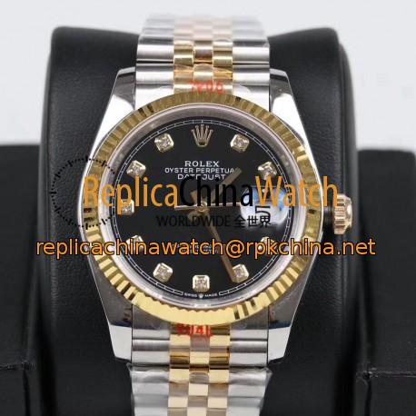 Replica Rolex Datejust 36MM 116233 GM Stainless Steel 904L & Yellow Gold Black Dial Swiss 2824-2