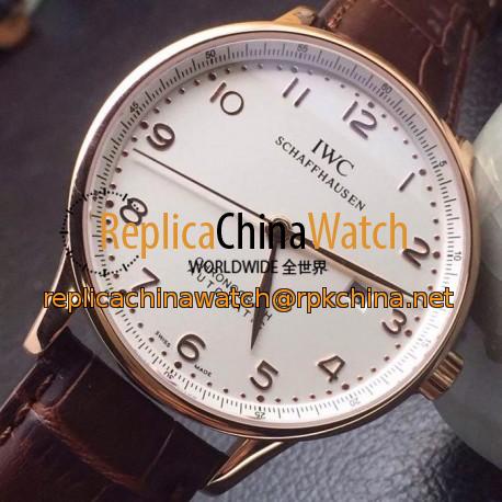 Replica IWC Portuguese Rose Gold White Dial Swiss IWC 89000