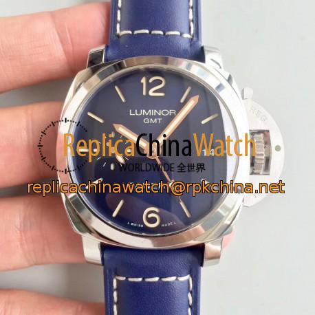 Replica Panerai Luminor 1950 3 Days GMT Acciaio PAM688 VS V2 Stainless Steel Blue Dial Swiss P9001