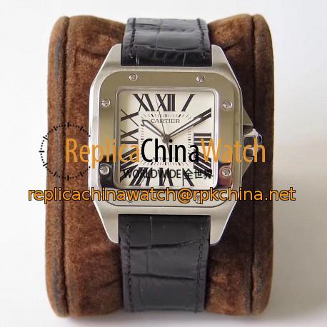 Replica Cartier Santos 100 38MM W20073X8 KZ Stainless Steel White Dial Swiss 2824-2