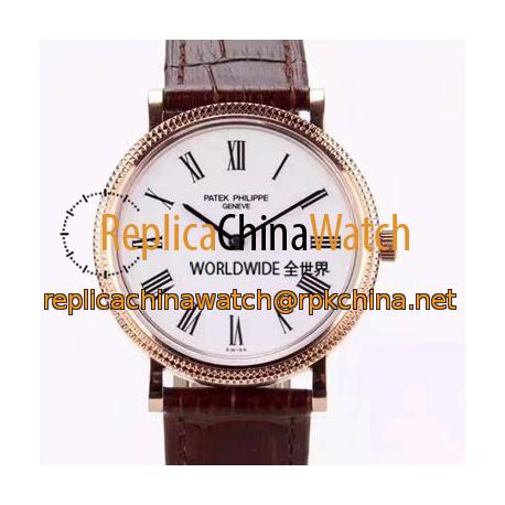 Replica Patek Philippe Calatrava 5120R Rose Gold White Dial Swiss PP 240