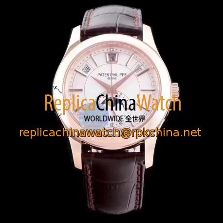 Replica Patek Philippe Annual Calendar 5205R-001 KM Rose Gold White Dial Swiss 324SQALU 24H/206