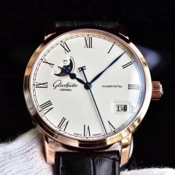 Replica Glashutte Senator Panorama Date Moon Phase 100-04-32-15-04 GF Rose Gold White Dial Swiss 100-04