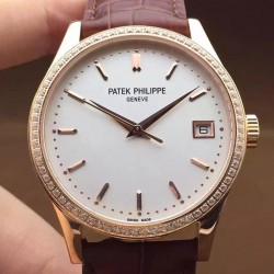 Replica Patek Philippe Calatrava 5296 Rose Gold Diamonds Bezel Swiss 324SC