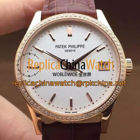 Replica Patek Philippe Calatrava 5296 Rose Gold Diamonds Bezel Swiss 324SC