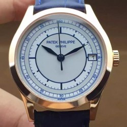 Replica Patek Philippe Calatrava 5296 Rose Gold White & Blue Dial Swiss 324SC