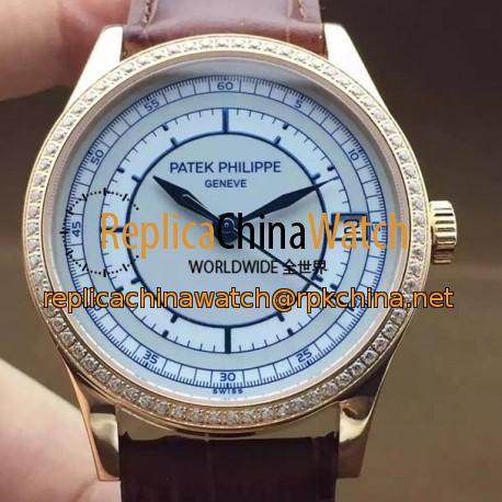 Replica Patek Philippe Calatrava 5296 Rose Gold Diamonds Bezel Swiss 324SC