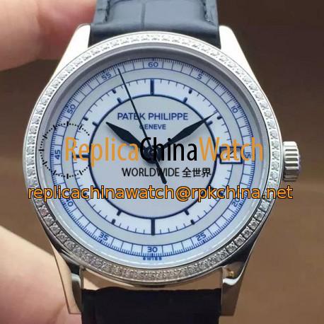 Replica Patek Philippe Calatrava 5296 Stainless Steel Diamonds Bezel Swiss 324SC