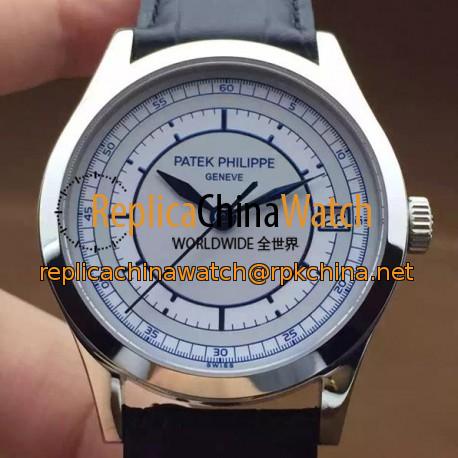 Replica Patek Philippe Calatrava 5296 Stainless Steel White & Blue Dial Swiss 324SC