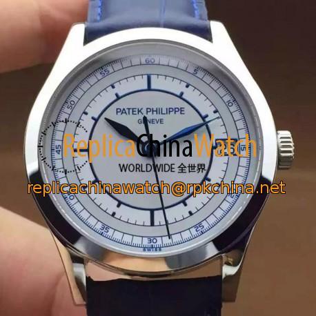 Replica Patek Philippe Calatrava 5296 Stainless Steel White & Blue Dial Swiss 324SC