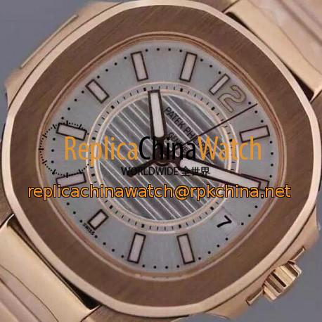 Replica Patek Philippe Nautilus 7011 Ladies Rose Gold White Dial Swiss Eta Quartz