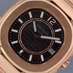 Replica Patek Philippe Nautilus 7011 Ladies Rose Gold Black Dial Swiss Eta Quartz