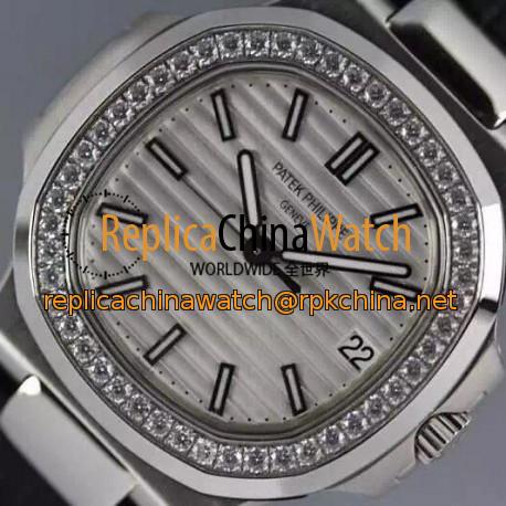 Replica Patek Philippe Nautilus Jumbo 5711 Stainless Steel Diamonds Bezel Swiss 2824