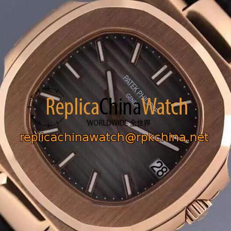 Replica Patek Philippe Nautilus Jumbo 5711 Rose Gold Gray Dial Swiss 2824