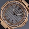 Replica Patek Philippe Nautilus Jumbo 5711 Rose Gold Diamonds Bezel Swiss 2824