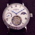 Replica Patek Philippe Tourbillon Moonphase Power Reserve Stainless Steel Diamonds Bezel Swiss Tourbillon