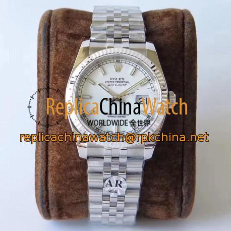 Replica Rolex Datejust 36MM 116234 AR V2 Stainless Steel 904L White Dial Swiss 3135