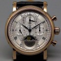 Replica Patek Philippe Moonphase Chronograph Rose Gold  White Dial Lemania