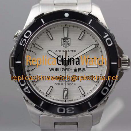 Replica Tag Heuer Aquaracer Calibre 5 SS 1:1 White Dial on SS Bracelet A2824