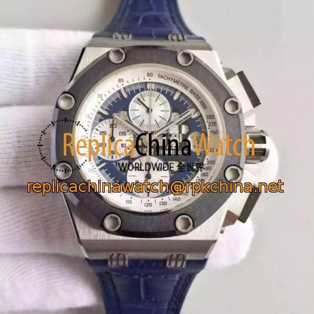 Replica Audemars Piguet Royal Oak Offshore Rubens Barrichello II 26078PO.OO.D018CR.01 JF V2 Stainless Steel Blue Dial Swiss 3126