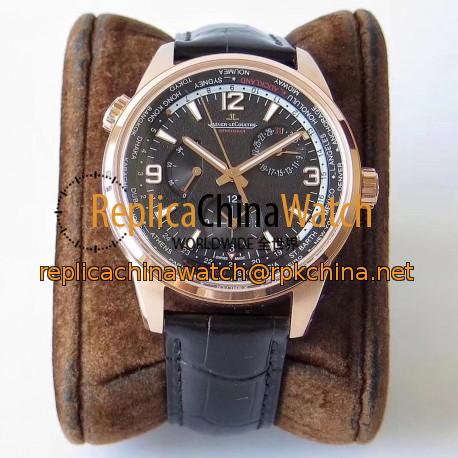 Replica Jaeger-LeCoultre Polaris Geographic WT TWA Rose Gold Black Dial Swiss Caliber 936A/1