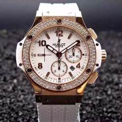 Replica Hublot Big Bang Rose Gold Diamonds Bezel Swiss 7750