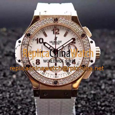 Replica Hublot Big Bang Rose Gold Diamonds Bezel Swiss 7750