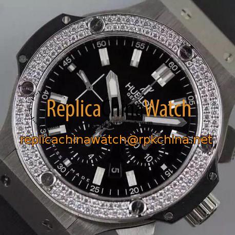 Replica Hublot Big Bang Stainless Steel Diamonds Bezel Swiss 7750