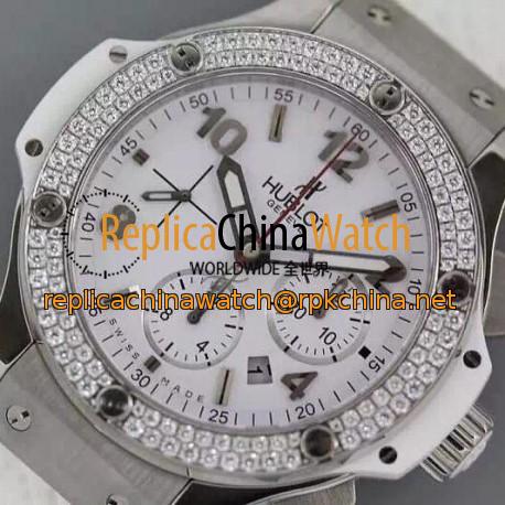 Replica Hublot Big Bang Stainless Steel Diamonds Bezel Swiss 7750