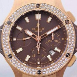 Replica Hublot Big Bang Rose Gold Diamonds Bezel Swiss HUB4100