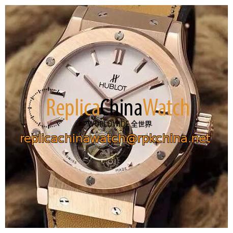 Replica Hublot Classic Fusion Tourbillon Rose Gold White Dial Swiss Tourbillon