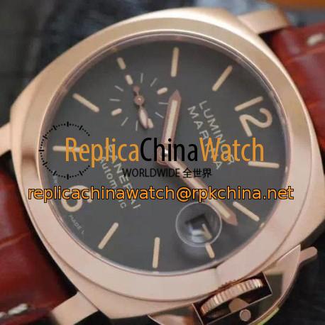 Replica Panerai Luminor Marina PAM 48 Rose Gold Black Dial Swiss 7750