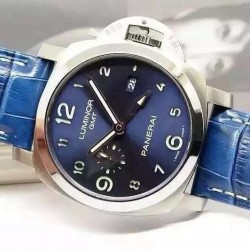 Replica Panerai Luminor GMT PAM 437 Stainless Steel Blue Dial Swiss P9100