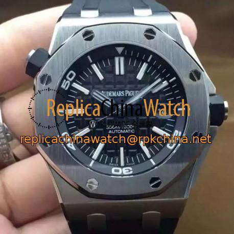 Replica Audemars Piguet Royal Oak Offshore Diver 15710 Stainless Steel Black Dial Swiss 3120