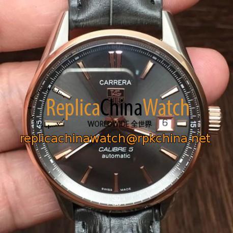 Replica Tag Heuer Carrera Calibre 5 Rose Gold & Stainless Steel Anthracite Dial Swiss Calibre 5