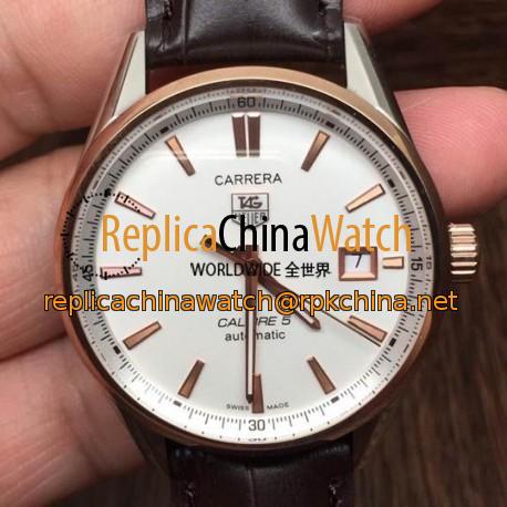 Replica Tag Heuer Carrera Calibre 5 Rose Gold & Stainless Steel White Dial Swiss Calibre 5