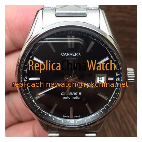 Replica Tag Heuer Carrera Calibre 5 Stainless Steel Black Dial Swiss Calibre 5