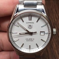 Replica Tag Heuer Carrera Calibre 5 Stainless Steel White Dial Swiss Calibre 5