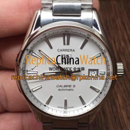 Replica Tag Heuer Carrera Calibre 5 Stainless Steel White Dial Swiss Calibre 5