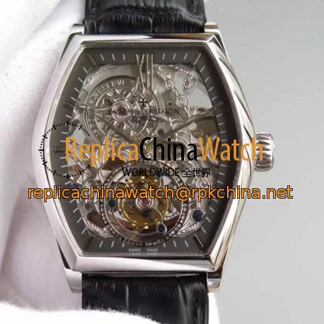 Replica Vacheron Constantin Malte Tourbillon Stainless Steel Skeleton & Black Dial Swiss Tourbillon