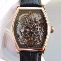 Replica Vacheron Constantin Malte Tourbillon Rose Gold Skeleton & Black Dial Swiss Tourbillon