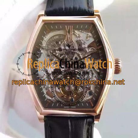 Replica Vacheron Constantin Malte Tourbillon Rose Gold Skeleton & Black Dial Swiss Tourbillon