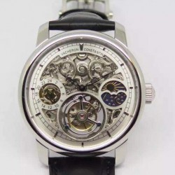 Replica Vacheron Constantin Patrimony Tourbillon Stainless Steel Skeleton & White Dial Swiss Tourbillon