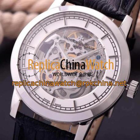 Replica Vacheron Constantin Patrimony Stainless Steel Skeleton & White Dial Swiss 2824