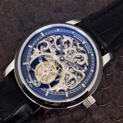 Replica Vacheron Constantin Patrimony Tourbillon Stainless Steel Skeleton & Black Dial Swiss Tourbillon