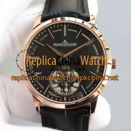 Replica Jaeger-LeCoultre Master Ultra Thin Tourbillon Rose Gold Black Dial Swiss Tourbillon