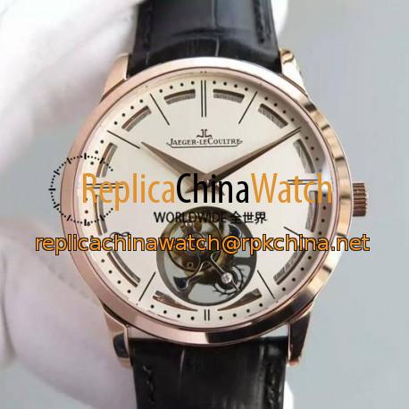 Replica Jaeger-LeCoultre Master Ultra Thin Tourbillon Rose Gold White Dial Swiss Tourbillon