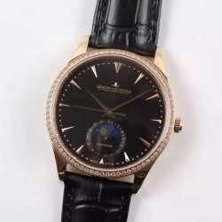 Replica Jaeger-LeCoultre Master Ultra Thin Moon Rose Gold Black Dial Swiss JLC 925