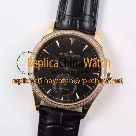 Replica Jaeger-LeCoultre Master Ultra Thin Moon Rose Gold Black Dial Swiss JLC 925